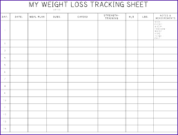 Body Progress Tracker Printable Weight Measurement Chart