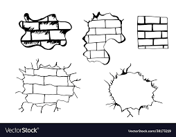 Hand Drawn Set Ed Brick Walls