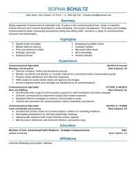 Advertising Cv Template Best Communications Specialist Resume