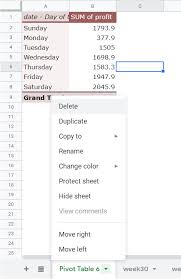 to delete pivot tables in google sheets