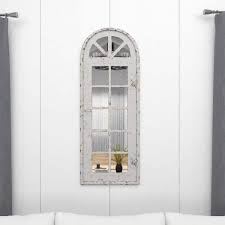 White Wood Vintage Arch Wall Mirror