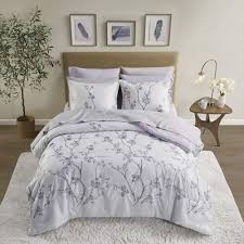 Purple Gray Grey Fl 9 Pc Comforter