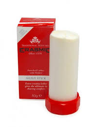 At first, i peeled the wrapper just a little bit to allow for use. Erasmic Shaving Soap Stick 50g