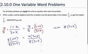 2 9 0 One Variable Word Problem
