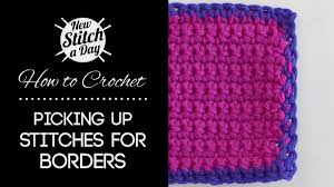 Use a large circular needle and yarn that is similar in weight to the yarn used to knit the original piece. How To Crochet Picking Up Stitches For Borders Newstitchaday Com