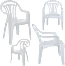 Stackable White Plastic Garden Chairs