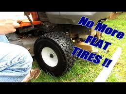 Follow the steps in this repair guide and video to replace the front tire on craftsman, husqvarna, toro, troybilt block the rear tires to keep the riding mower from rolling. Install Flat Free Tires On Husqvarna Yard Tractor Youtube