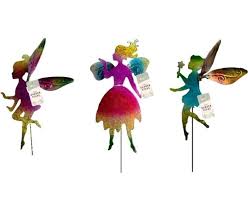 Set Of 3 Fairies On Stake Garden Orname