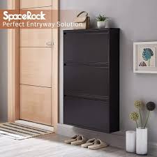 erock 3 drawer shoe storage cabinet wall mounted no embly 25 metal shoe cabinet for entryway hallway and corridor holds 12 pair shoes bla