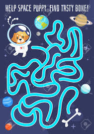 Help cute dog to reach the bone. Vector Cartoon Style Illustration Of Kids Space Board Game Labyrinth Royalty Free Cliparts Vectors And Stock Illustration Image 112185419