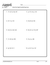 Single Variable Equation Worksheet 7