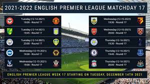 english premier league week 17 fixtures