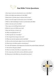 Nov 14, 2021 · printable king james bible trivia questions and answers : 6 Best Youth Bible Trivia Questions Printable Printablee Com