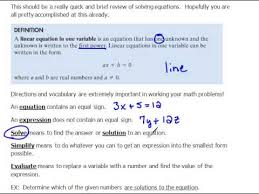 linear equations in 1 variable 1 1