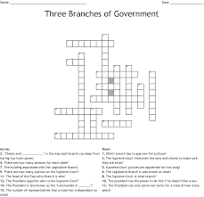 In the us government, there are 3 branches: Three Branches Of Government Crossword Wordmint
