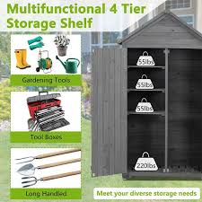 Btmway Gray 3 3 Ft W X 1 8 Ft D Solid Wood Outdoor Storage Shed Tool Storage Cabinet With Detachable Shelves 5 9 Sq Ft