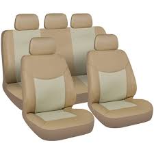 Beige Leather Car Seat Covers