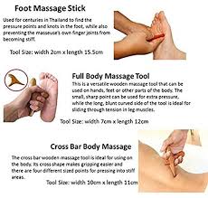 Set 2 Pcs Reflexology Thai Traditional Hand Foot Massage Wooden Stick Tool