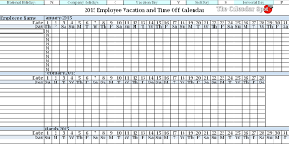 2015 Employee Vacation Absence Tracking Calendar