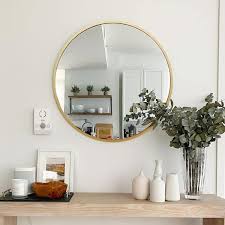 Round Framed Gold Wall Bathroom Mirror