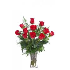 12 Roses In A Glass Vase Buy Now For