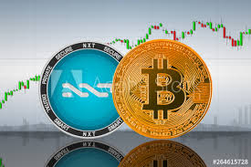 Bitcoin Btc And Nxt Nxt Coins On The Background Of The