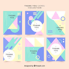 Set Of Modern Thank You Cards In Pastel Colors Vector Free Download