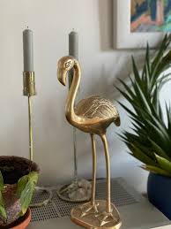 Rare 60s Xl Brass Flamingo Vintage Bird