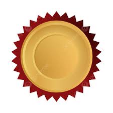 gold red circle shape badge