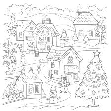 christmas village coloring pages free