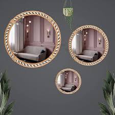 Wall Mounted Mirror Set Of 3 Wooden