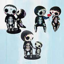 cute sugar skull couple figurine 3d