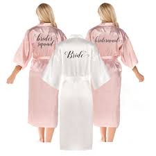 Light Blush Pink Long Satin Robe Women Bride Silk Kimono Wedding Dressing Gown Bridal Party Bathrobe Bridesmaid Robe Long 2020 Wish