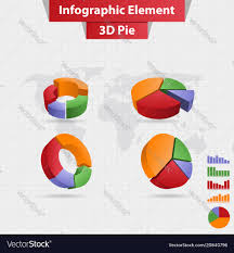 4 Different Infographic Element 3d Pie Chart