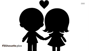 cute couple drawings silhouette vector