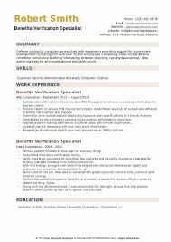benefits verification specialist resume