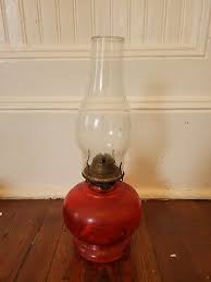 A Risdon Mfg Vintage Red Glass Kerosene