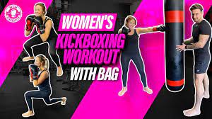 kickboxing workout with heavy bag