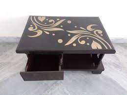 Glass Top Wooden Center Table For