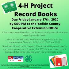 Er has a on each leaf to represent , th. 4 H Project Record Books Are Due January 17 2020 North Carolina Cooperative Extension