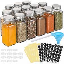 Aozita 14 Pcs Glass Spice Jars With