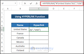 in excel with hyperlinks