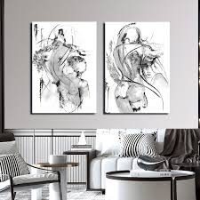 Black White Canvas Painting Abstract