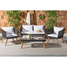 Larger yards can benefit from more spacious patio furniture sets that include sofa seating, ottomans, coffee tables and more. Safavieh Outdoor Living Denridge 4 Pc Outdoor Set Grey Grey