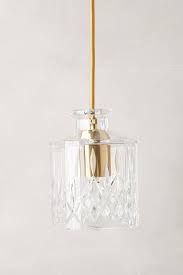 Square Hand Cut Decanter Clear Pendant Lamp