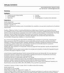 Quality Technician Resume Sample Technical Resumes