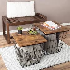 Wire Basket Nesting End Table