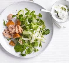 hot smoked salmon with fennel salad