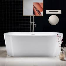 These wonderful and refined aesthetically appearing 66 inch tub not only help one spend some quality relaxation time but also enhance the look of their backyard, garden, or terrace. á… Woodbridge 66 Acrylic Freestanding Bathtub Contemporary Soaking Tub With Brushed Nickel Overflow And Drain White Tub B0002 B N Drain O Woodbridge
