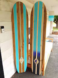 Two 6 Foot Wood Surfboard Wall Art In